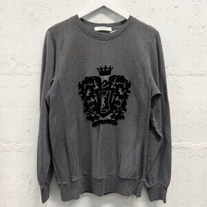 YVES SAINT LAURENT RIVE GAUCHE gray cotton black crest YSL logo sweatshirt
